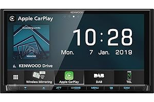 Kenwood DMX-8019DABS Digital Media AV, z pojemnościowym panelem dotykowym 6,8 cala, Wi-Fi, Bluetooth, bezprzewodowym Apple CarPlay, Android Auto, DAB+