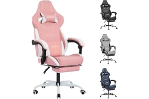 WOTSTA Gaming Chair, Ergonomic Gaming Chair, Computer Chairs with Headrest and Lumbar, Height Adjustable Rotating PC Chairs, Pink White
