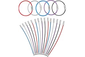 Teegxddy 24 pcs Porte Clé Fil INOX 6 Couleurs Câbles Porte Clés Fil Trousseau Câbles de Boucle Anneaux avec Joints Acier Inoxydable pour Pendre Étiquette de Bagage Activités Extérieures 2mm