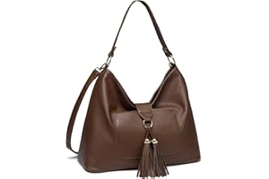 VASCHY Bolso Universidad Mujer Bolso Tote Mujer Bolsa de Asa Superior Cuero PU Bolso de Hombro Bolso Bandolera con Bandolera Desmontable Marrón-13L