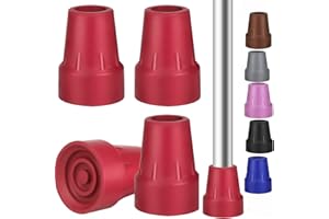 Yasdyri Pack of 4 Rubber Crutches, 1.9 cm Walking Stick Rubber Buffers, Walking Stick Caps Made of Rubber, Non-Slip Rubber Feet with Metal Insert (Red)