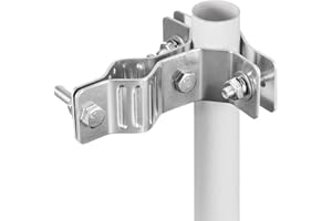 Eightwood Support Antenne en Acier Inoxydable en Forme de T à Double Trou pour Une Utilisation en Extérieur -Supports pour parapluies et mâts de Drapeaux Réglable