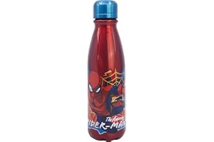 STOR Aluminium Vattenflaska Barn Spider-Man 600ml - med Säkert Munstycke och Läcksäkert Lock för Skola Sport