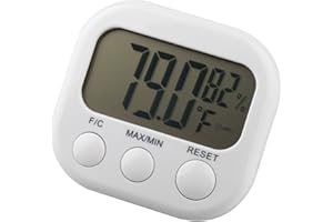 Digital Room Indoor Thermometer - LCD Display Fahrenheit & Celsius - Small Compact Hygrometer & Humidity Meter – Ambient Temperature Monitor For Nursery, Greenhouse, Home Office, Reptiles - By TRIXES
