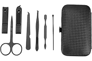 Ikadiya Maniküre Set Professionelles[7pcs] Tragbare Reise Essential Nagelknipser Set, Mode Professionelle Edelstahl Nagelknipser Pediküre, Professionelle Nagelknipser Set[Schwarz]