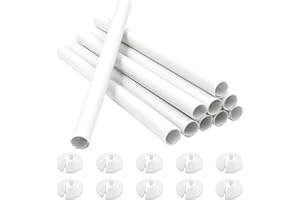 AOMAIC 10 Stück Heizungsrohr Verkleidung mit 10 Stück Heizungsrohr Rosette Weiß Heizungsverkleidung 200mm x 15mm Kunststoff Rohrverkleidung für Heizungsrohre Heizkörper