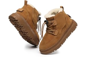 GOGOUP Enfant Bottes de Neige Garçons Filles Bottes Doublure Chaud Peluche Bottes Confortable Imperméable Bottines d'hiver Extérieur Antidérapante