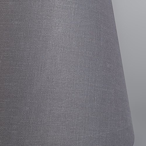 QAZQA Leinen Lampenschirm 25cm rund DS E27 leinen dunkelgrau , Rund konisch Schirm Pendelleuchte, Schirm Stehleuchte, - 6
