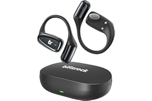 BlitzRock Open Ear Headphones Bluetooth 5.4 Wireless, 7.1 g Ultralight, 0.7 mm Ear Hook, Secure Fit, Clear Sound, ENC Noise Cancelling, IPX7, Sports Headphones for Fitness, Running, Black