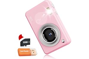 YEHTREH Appareil Photo Numérique FHD 1080p, Carte De 32 Go, Zoom 16x, Appareil Photo Compact avec Batterie De 1300 mAh, Écran De 2,4 Pouces,Appareils Photos Enfants Cadeau De Noël pour Enfants.
