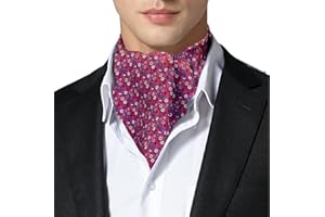 Remo Sartori - Ascot Doppia Pala in Seta Rossa Fantasia Fiorellini Blu, Made in Italy, Uomo