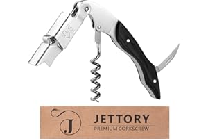 Jettory Kellnermesser - Professioneller Korkenzieher für Wein, Flaschenöffner und Folienmesser - Ideales Weinöffner-Geschenk für Weinliebhaber und Bartender.