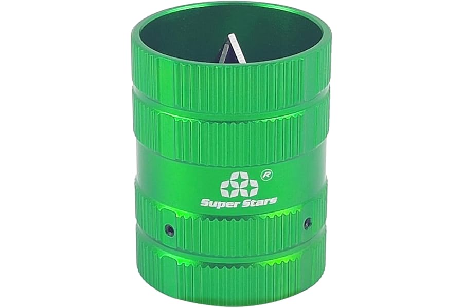 Pipe Reamer Tool, 50 × 65mm Green Aluminum Alloy Deburring Tool, Universal Internal External Deburring Reamer 6-38mm, for Plastic, Copper Pipe, Metal, Wood (1)