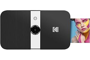 KODAK Smile Digital Sofortbildkamera mit 2x3 ZINK Drucker - HD-Qualität - 10MP, LCD Display, Micro SD Kartenleser & Autofokus - Schwarz/ Weiss