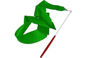 LILLYVALE 4M Dance Gym Ribbon Rhythmic Art Gymnastic Streamer Baton Twirling Rod UK (Green)