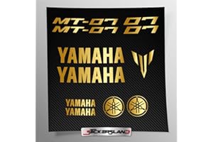 Kit de adhesivos compatibles con depósito y casco de moto | Vinilo preespaciado de fácil aplicación | letras logos | Stickersland® – MT-07 (Dorado metalizado)