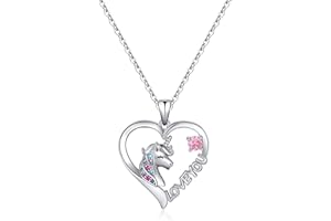 EXGOX Einhorn Kinder schmuck für Mädchen 925 Sterling Silber Anhänger Halsketten Glückliche Einhörner Halskette Schmuck mit Kristallen Geburtstag Weihnachten Liebe Geschenke für Mädchen