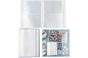 OTCRAFT 20 Pages80 Pockets /1Set Large Clear Sticker Photo Storage Album; Stamp & Cutting Dies Storage Book Organizer Folder for Postcards Stickers, Photo, Clear Stamps, and Cutting Dies