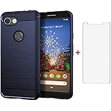 Phone Case for Google Pixel 3A and Tempered Glass Screen Protector Film Cover with Mobile Bumper Accessories Slim Thin Shockp