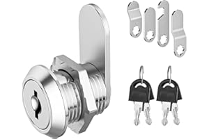 VALORADA Cabinet Lock, Post Box Lock, Cam Locks, Comes with 4 Keys and 4 Different Locks Plates - Multi-Purpose for Cabinet, Cupboard, Mailbox, Drawer & Post Box