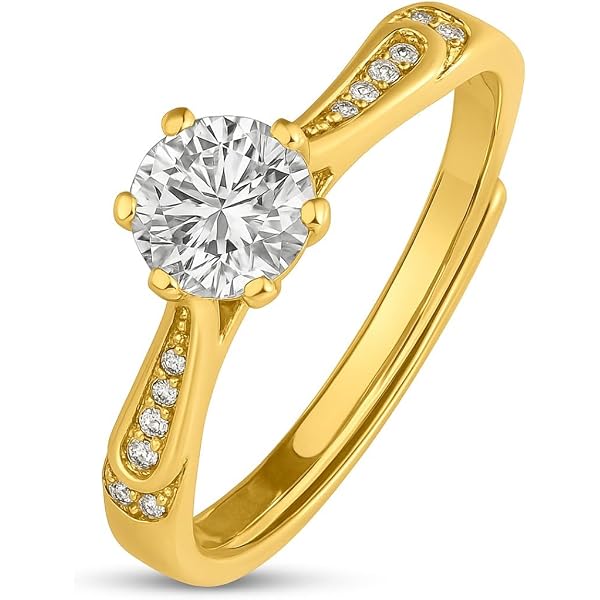 Gold Ring PAVOI 14K Gold Plated Cubic Zirconia Stackable Ring Marquise ...
