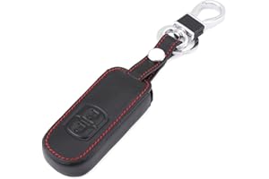 Happyit Coche de Cuero Llave Cubrir Caso para Mazda 2 3 6 CX-5 CX5 Axela Atenza CX-7 CX-9 MX5 2 Botones Inteligente Llavero (Negro)