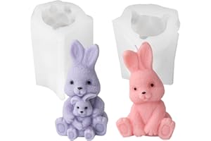 GZWY 3D Osterhase Silikonform Kerzenhalter, Ostern Kaninchen Silikonformen Gießformen, Kaninchen Gießformen Silikon, Silikonform Hase, Silikonform Ostern für Schokolade, Seife, Ostergeschenke (2 PCS)