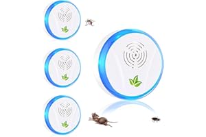 Queath Repelente Ultrasónico de Plagas, 2024 Nuevo Electrónico Anti Mosquitos, Dispositivo Anti Ratones, Insectos, Mosquitos, cucarachas, Ratas, Hormigas, arañas(4 Paquetes)