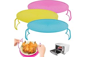UHLSNHK Plateau pliant micro-ondes 3 pcs 3-en-1 plaque micro-ondes pliable polyvalente réutilisable Couvre-éclaboussures micro-ondes plaque à vapeur rack de plateau de vapeur avec poignée pour bols Assiettes