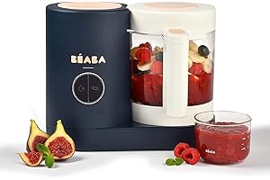 Béaba - Babycook Neo - Baby Food Maker - 4 w 1: Food Processor, Blender and Cooker - Soft Steamer Cooking - Quick Homemade Baby Food - Wyprodukowano we Francji - Szklana miska - Stal nierdzewna Tub -