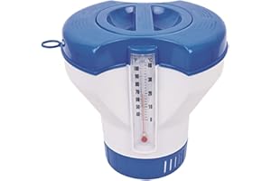 Avenli Doseur de Chlore pour Piscine Ø 22,8 cm avec thermomètre, Distributeur de Produits Chimiques pour Piscine Chlor Tablettes Ø 7,5-10,5 cm