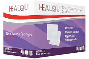 Healqu| Tampons en gaze non tissés - Éponges chirurgicales stériles - Éponges en gaze médicale super absorbantes pour le pansement, le débridement, la préparation (2 x 2 boîtes de 100, stériles)