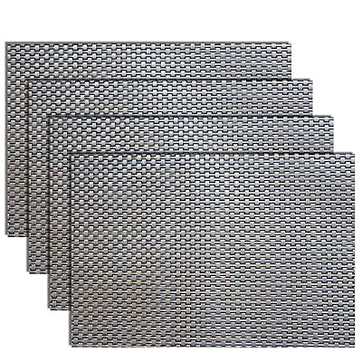 FATCHOI Textilène napperon, lisse, étanche, anti-huile, non-toxique, frais, anti l'usure et ,tressé en composés brun doré, chaque lot a 4pcs.