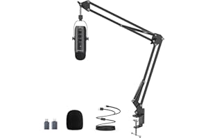 zealsound Set di microfoni USB, microfono condensatore, microfono per PC, supporto a braccio incluso, cardioide, mute/eco, YouTube/Zoom, game, live streaming, conferenze online, Windows/macOS/per ps/4