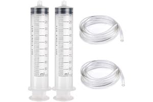 Gebildet 2PCS 100ml Plastique Seringue avec 1m Tube,en Plastique Réutilisable Seringue a Huile Seringue D’alimentation pour Vider les Bocaux de Liquide de Frein[Utilisation non médicale]