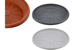 B2C Round Plastic Plant Pot Saucers/Water Trays Heavy Duty Sturdy Durable Various sizes and colours (14cm, Anthracite)