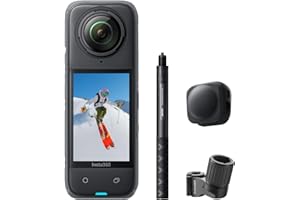 Insta360 X4 Pack ski - Caméra d'action 360 8K étanche, vidéo grand angle 4K, effet de perche à selfie invisible, protège-objectifs amovibles, 135 min d'autonomie, édition IA, stabilisation, pour sport