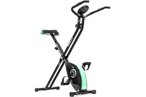 Cecotec Bicicleta Estática Plegable con Volante de Inercia de 2,5 Kg X-Bike. Sistema Silence Fit, Ergonómica, Manillar y Sillín Regulable, Pulsómetro, Pantalla LCD, Ruedas, Peso máximo 100 Kg