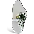 Ymahizax Wall Mounted Bathroom Mirror, Black Metal Framed Irregular Mirror for Living Room, 98 x 45 CM Hanging Mirrors for Walls Make up Dressing Mirrors for Bedroom Hallway