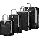 4-Piece Compression Packing Cube Set for Suitcases Expandable Travel Luggage Storage Bags Travel Accessory Organiser Black