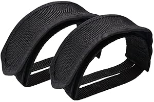BUDSTFEE Pedal Straps, 1 Pair Kids Bike Foot Pedal Straps, Exercise Bike Pedals with Straps, Toe Clips Straps Tape for Fixed Gear Bike Cycling (Black)