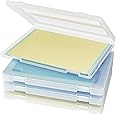 Denkee 4 Pack A4 File Portable Project Case, Plastic Storage Box for 8.5" x 11" Letter Paper, Scrapbook Paper Storage Boxes Documents Magazines Holder (Inner Size 12.2 x 8.9 x 0.7 in)