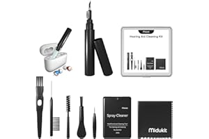 MIDUKIT Premium Hörgeräte Reinigungsset - Kompatibel mit Wiederaufladbarem, Bluetooth, Oticon, Phonak, Hörgeräte Hinter Dem Ohr, Im Ohr Reinigung mit Stift, Spray, Bürste, Tuch, Hörgeräte Zubehör