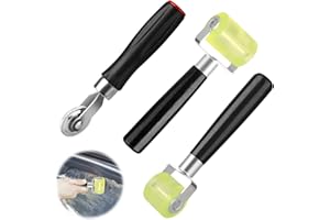 DONGFENGLION Andrückrolle, 3 Stück Andruckrolle 3mm/30mm/50mm Gummirollen, Professionell Spurlosen Rollen, Igelwalze für Tapeten, Silikon Andrückwalze Handdruck Roller für Kantenumleimer und Klebebänder