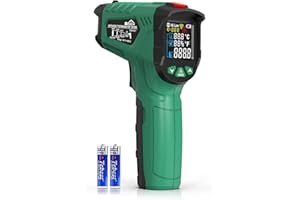 Termometro Infrarossi, SQECH Termometro Laser -50℃～800℃ (-58℉～1472℉), con Temperatura Ambiente/Umidità/Emissività Regolabile/Retroilluminazione a Colori, per Cucinare, Forni, Motori, HVAC