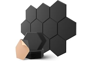 KUCHOOW Panneaux Acoustiques Hexagonaux Auto-Adhésif, 30x35x0.9cm, 12 Pièces, Haute Densité Isolation Phonique Mur pour la Décoration et le Traitement Acoustique, Anti Bruit Mousse Acoustique