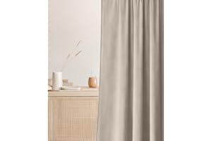room99 Rideau en Velours avec œillets argentés Charmy 140 x 280 Largeur x Hauteur, Décoration de fenêtre, Rideau Thermique Isolant Anti Froid et Chaleur pour Salon Beige, 1 pièce