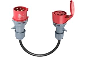 ‎FUERDICH CEE Adapter 32A auf 16A, Starkstrom Adapter mit 0.5m Kabel, IP44 Schutz, 5x2,5mm², 400V