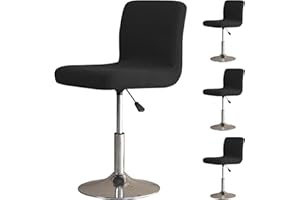 LIFEDX Bar Stool Covers Stretch Set of 2/4/6 Pack, Barstool Chair Slipcovers with Backs Square, Stool Cushion Slipcover Washable Barstool Protector Covers for Dining Room Kitchen-Black||4PCS