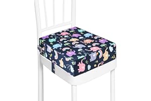 CAVWVTYU Sitzerhöhung Stuhl, Waschbar Zerlegbar Tragbare Sitzerhöhung Kleinkinder Esszimmerstuhl ErhöHen Pad Esszimmer Boostersitze mit 2 Sicherheitsschnalle Gurte Kindersitzkissen… (Mehrfarbig)